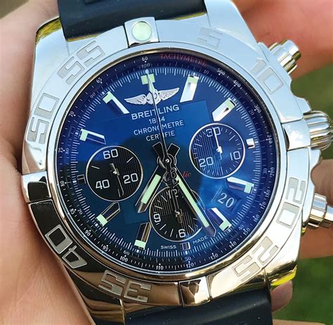 breitling chronomat b01 blue dial|breitling chronomat b01 chronograph 44.